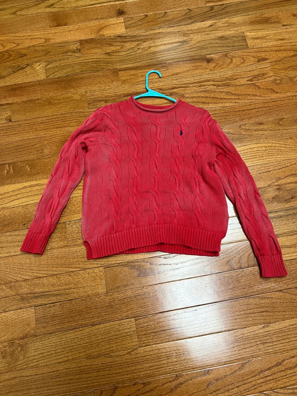 Ralph Lauren Red Cable Knit Crewneck Sweater